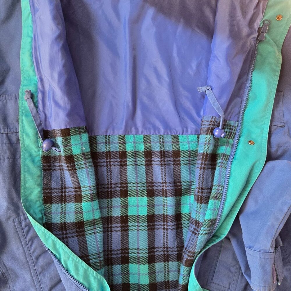 Pacific Trail Vintage XL Colorblock Jacket – Blue Teal Flannel Lined - Picture 3 of 12